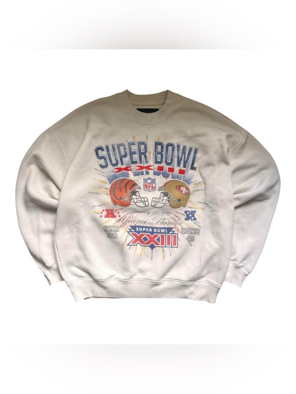 ABERCROMBIE & FITCH SUPER BOWL VINTAGE 1/22/89 SWEATSHIRT LARGE - Picture 3 of 6